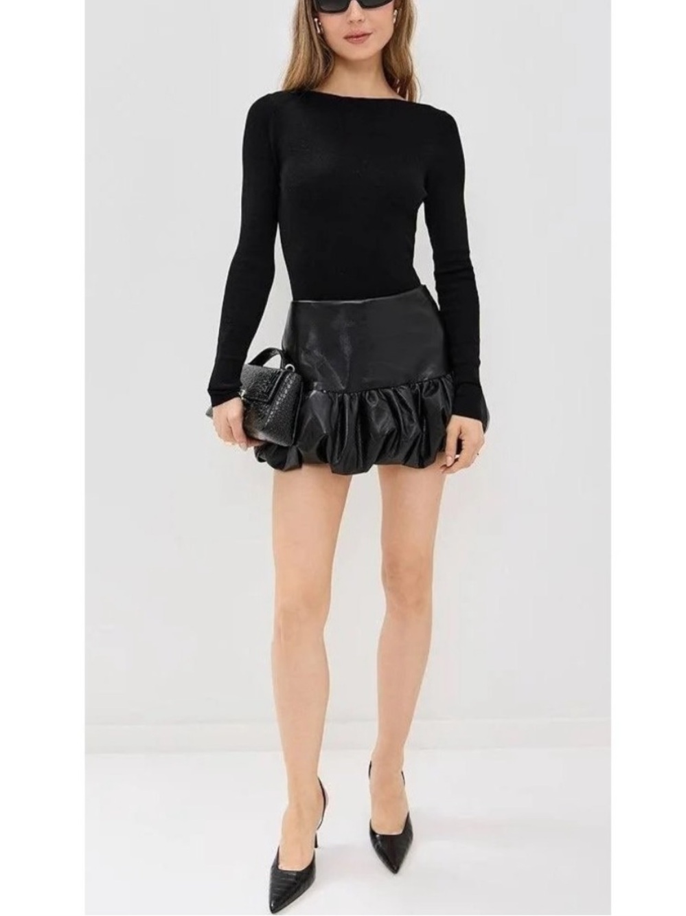 $211 Amanda Uprichard Ruffle Mini Bonaire Skirt Skort Leather Revolve Size S